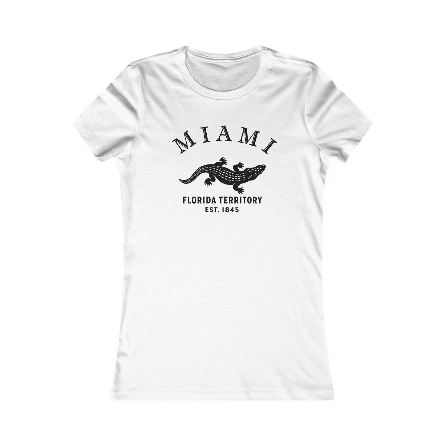 Miami Florida Vintage Retro Womens Fitted Ringspun Cotton Tee - Black Logo