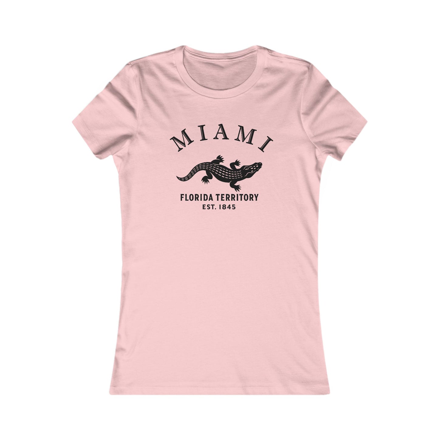 Miami Florida Vintage Retro Womens Fitted Ringspun Cotton Tee - Black Logo