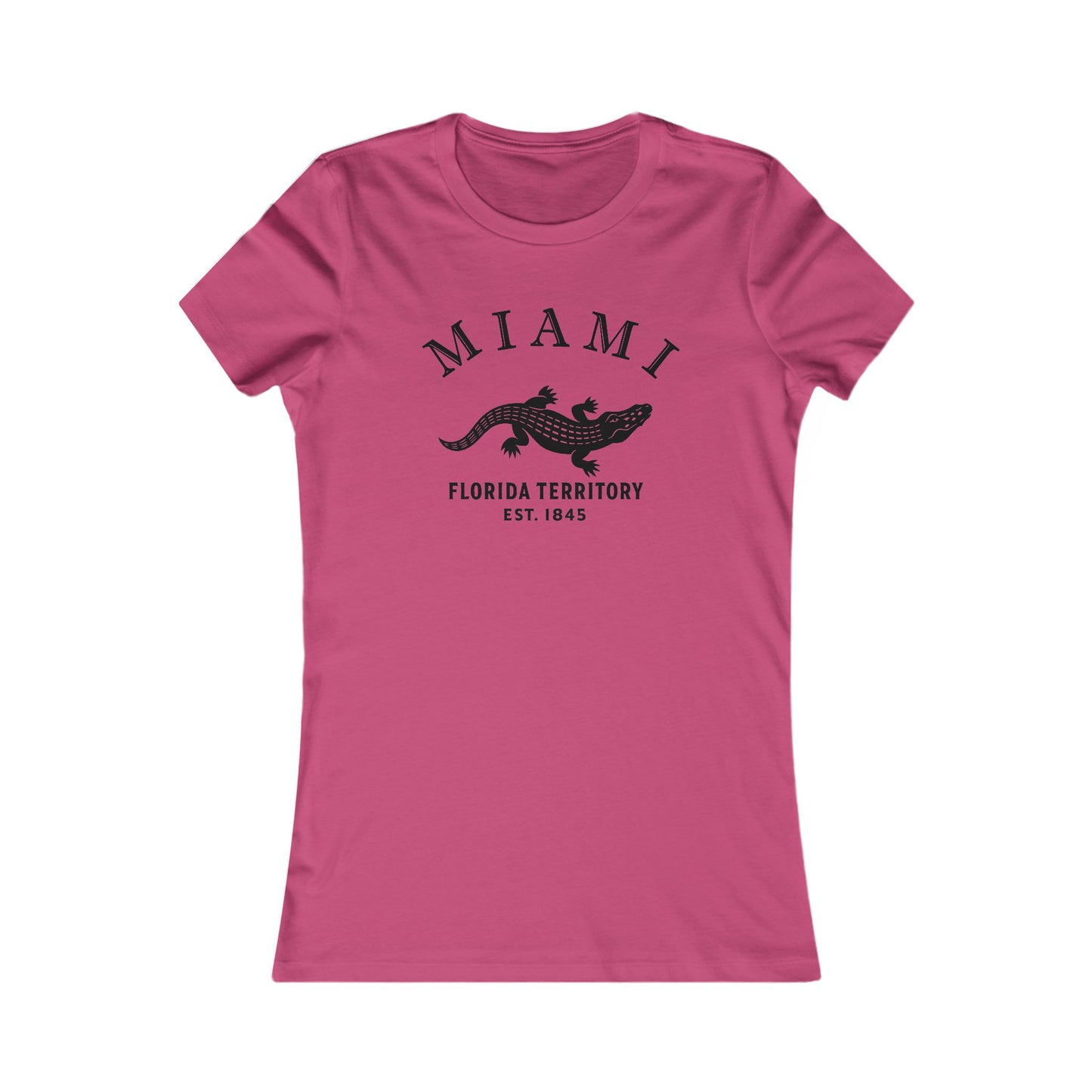 Miami Florida Vintage Retro Womens Fitted Ringspun Cotton Tee - Black Logo