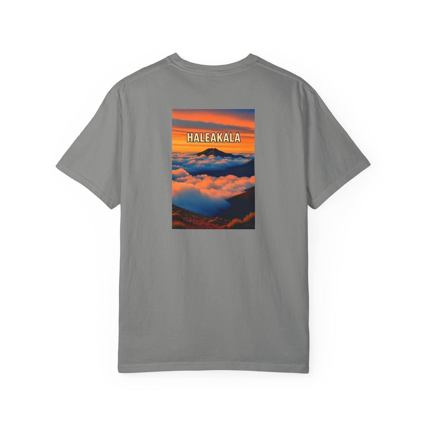 Haleakala Hawaii Vintage Retro Back Printed Art Series Cotton Tee - Black Logo