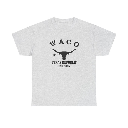 Waco Texas Vintage Retro Unisex Heavy Cotton Tee - Black Logo
