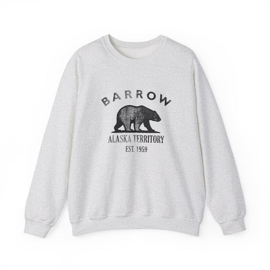 Barrow Alaska Vintage Retro Unisex Heavy Crewneck Sweatshirt - Black Logo
