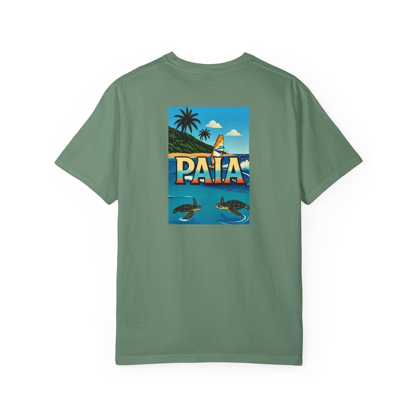 Paia Hawaii Vintage Retro Back Printed Art Series Cotton Tee - Black Logo