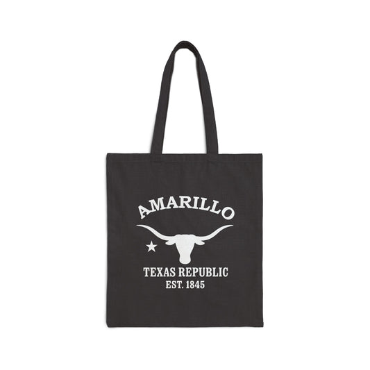 Amarillo Texas Vintage Retro Cotton Canvas Tote Bag - White Logo