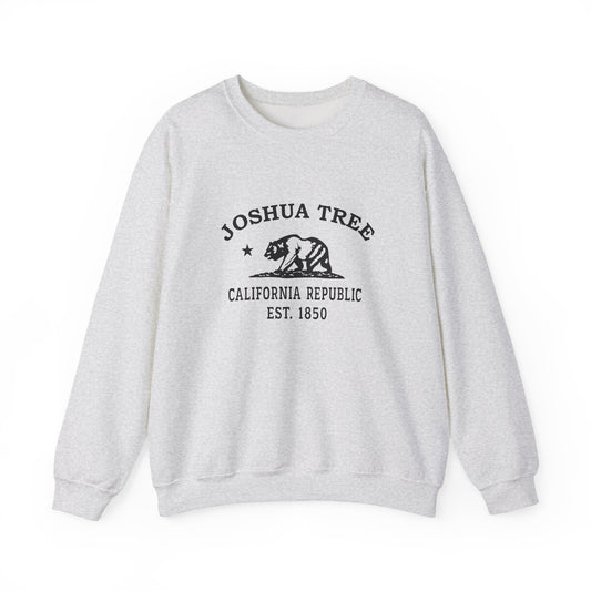 Joshua Tree California Vintage Retro Unisex Heavy Crewneck Sweatshirt - Black Logo