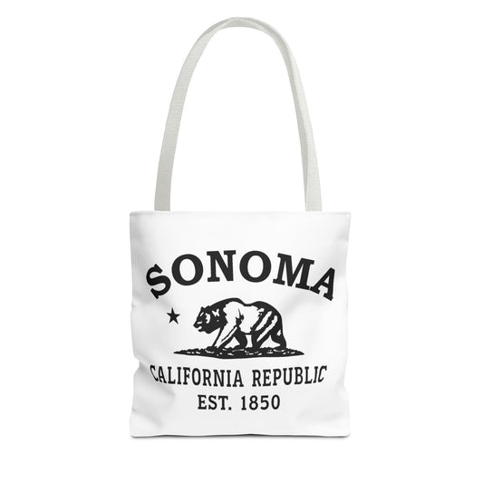 Sonoma California Vintage Retro Light Canvas Tote - Black Logo