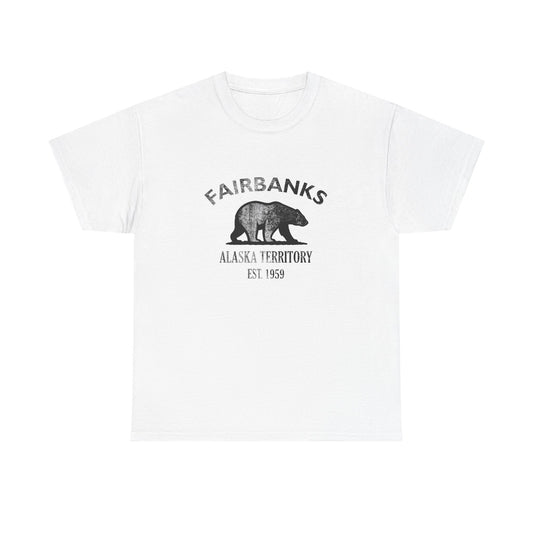 Fairbanks Alaska Vintage Retro Unisex Heavy Cotton Tee - Black Logo