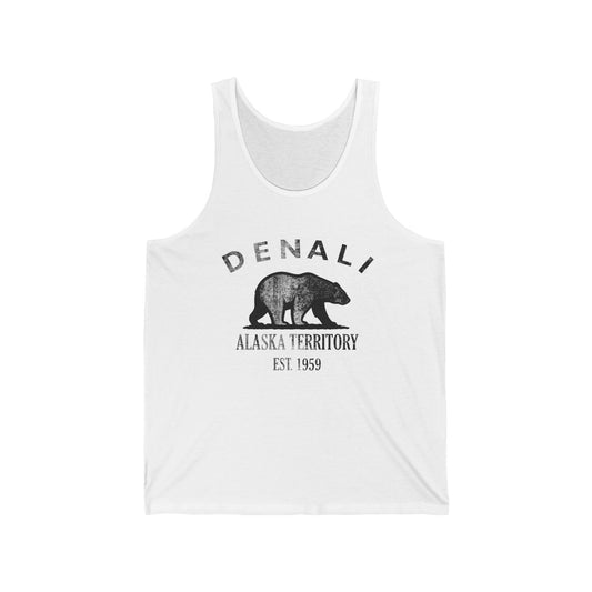Denali Alaska Vintage Retro Unisex Cotton Jersey Tank Top - Black Logo