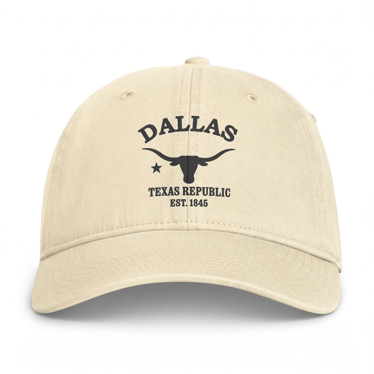 Dallas Texas Distressed Cotton Cap - Charcoal Print Logo