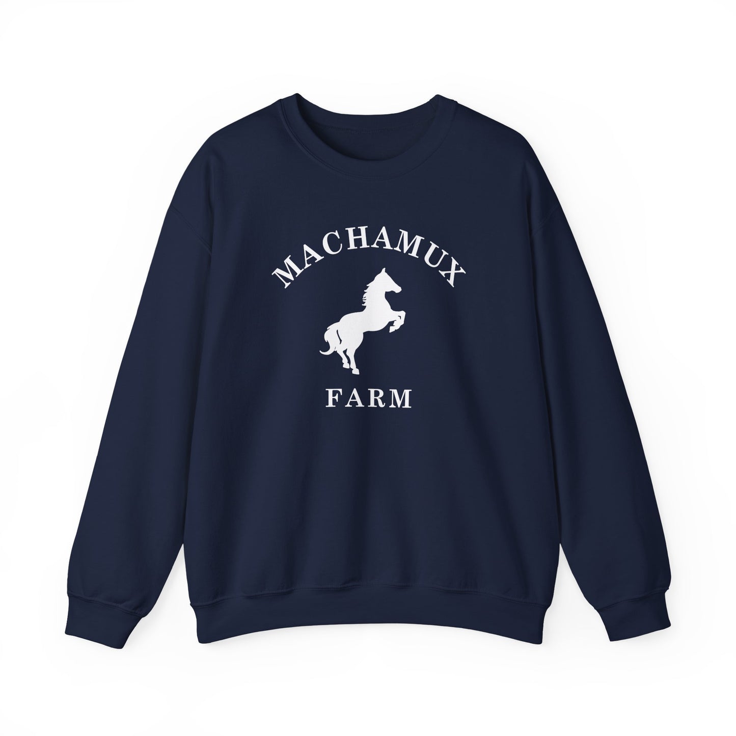 Machamux Farm Vintage Retro Unisex Heavy Crewneck Sweatshirt - White Logo