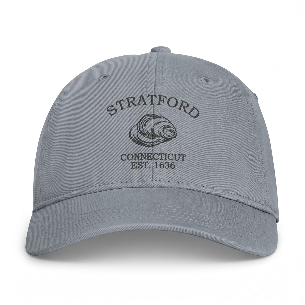 Stratford Connecticut Distressed Cotton Cap - Charcoal Print Logo