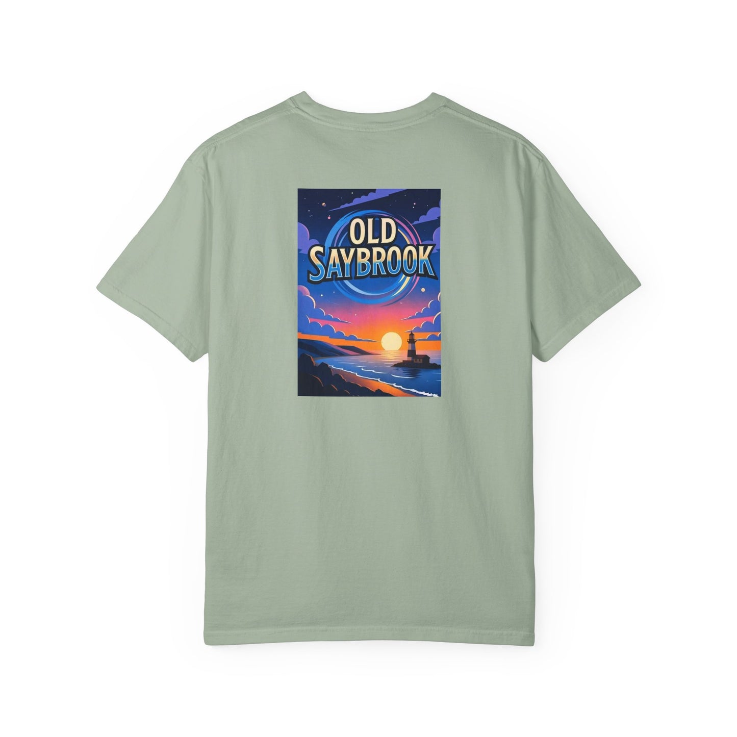 Old Saybrook Connecticut Vintage Retro Back Printed Art Series Cotton Tee - Black Logo