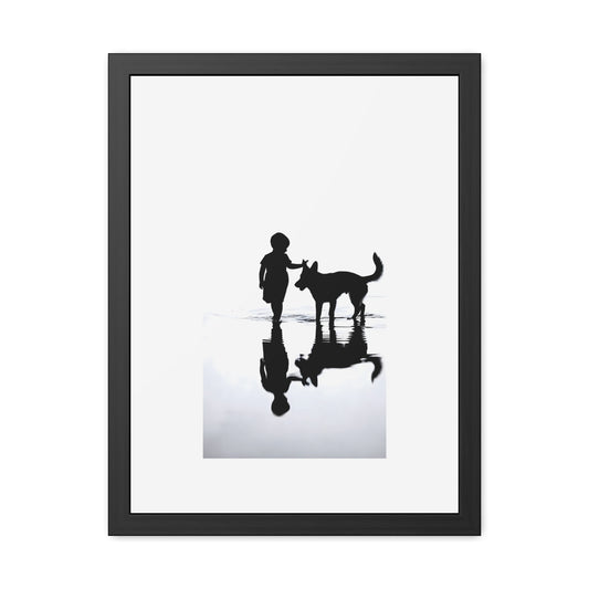 Boy and Hound Portrait - Tide & Light Series Framed Poster