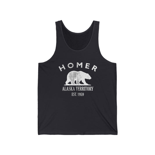 Homer Alaska Vintage Retro Unisex Cotton Jersey Tank Top - White Logo