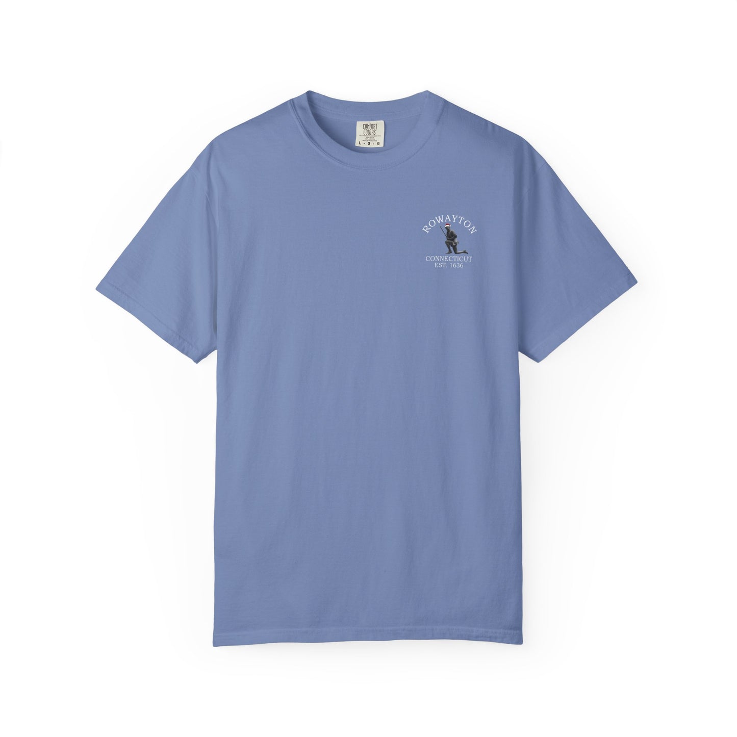 Rowayton Connecticut Vintage Retro Minuteman Holiday Cotton Tee - White Logo - Pepper