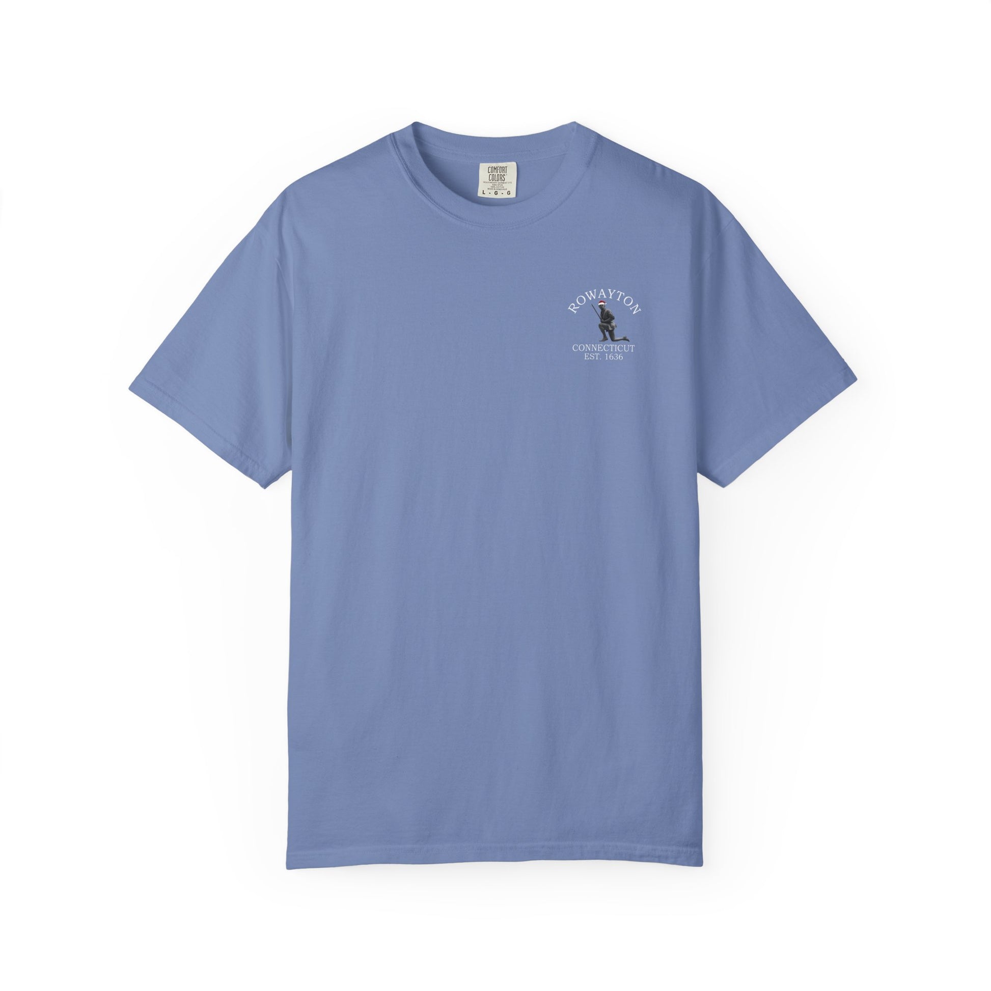 Rowayton Connecticut Vintage Retro Minuteman Holiday Cotton Tee - White Logo - Pepper