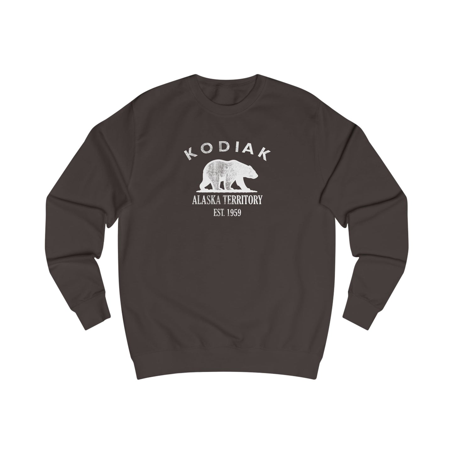 Kodiak Alaska Vintage Retro Premium Crewneck Sweatshirt - White Logo - Bottle Green