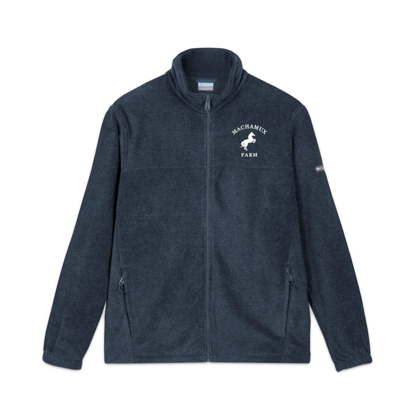 Machamux Farm Vintage Retro Unisex Embroidered Fleece Jacket - White Logo