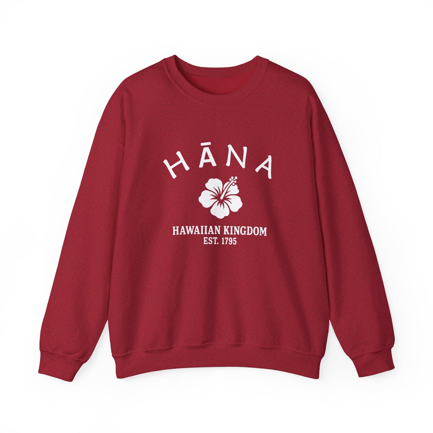 Hana Hawaii Vintage Retro Unisex Heavy Crewneck Sweatshirt - White Logo