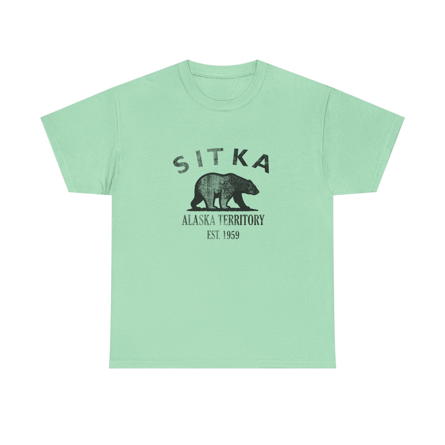 Sitka Alaska Vintage Retro Unisex Heavy Cotton Tee - Black Logo