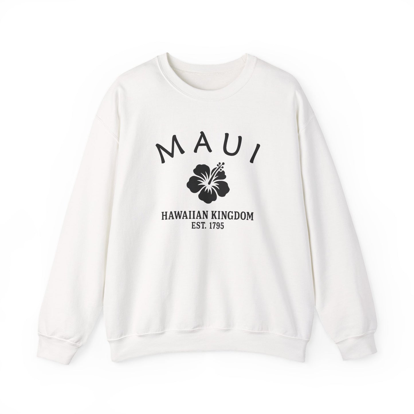 Maui Hawaii Vintage Retro Unisex Heavy Crewneck Sweatshirt - Black Logo