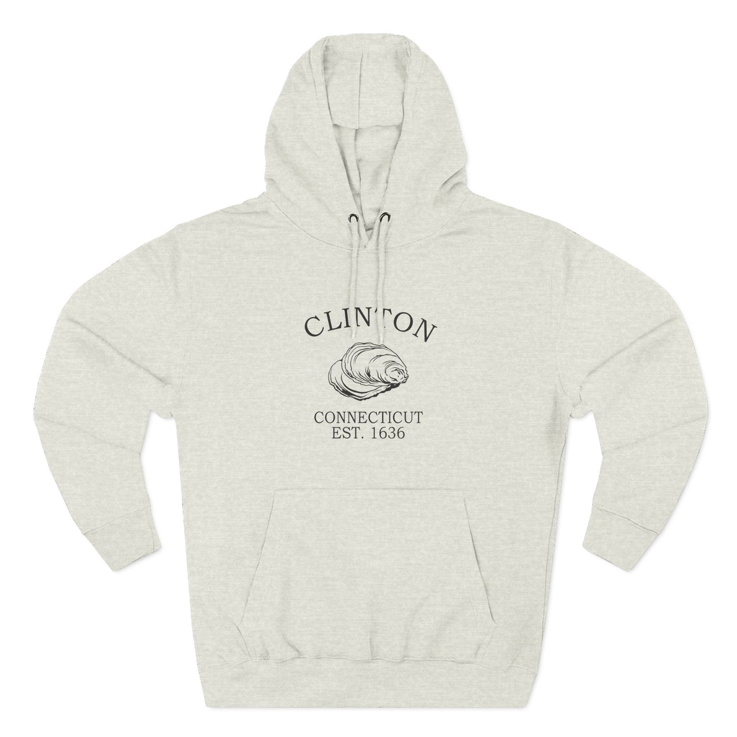 Clinton Connecticut Vintage Retro Unisex Heavy Cotton Hoodie - Black Logo