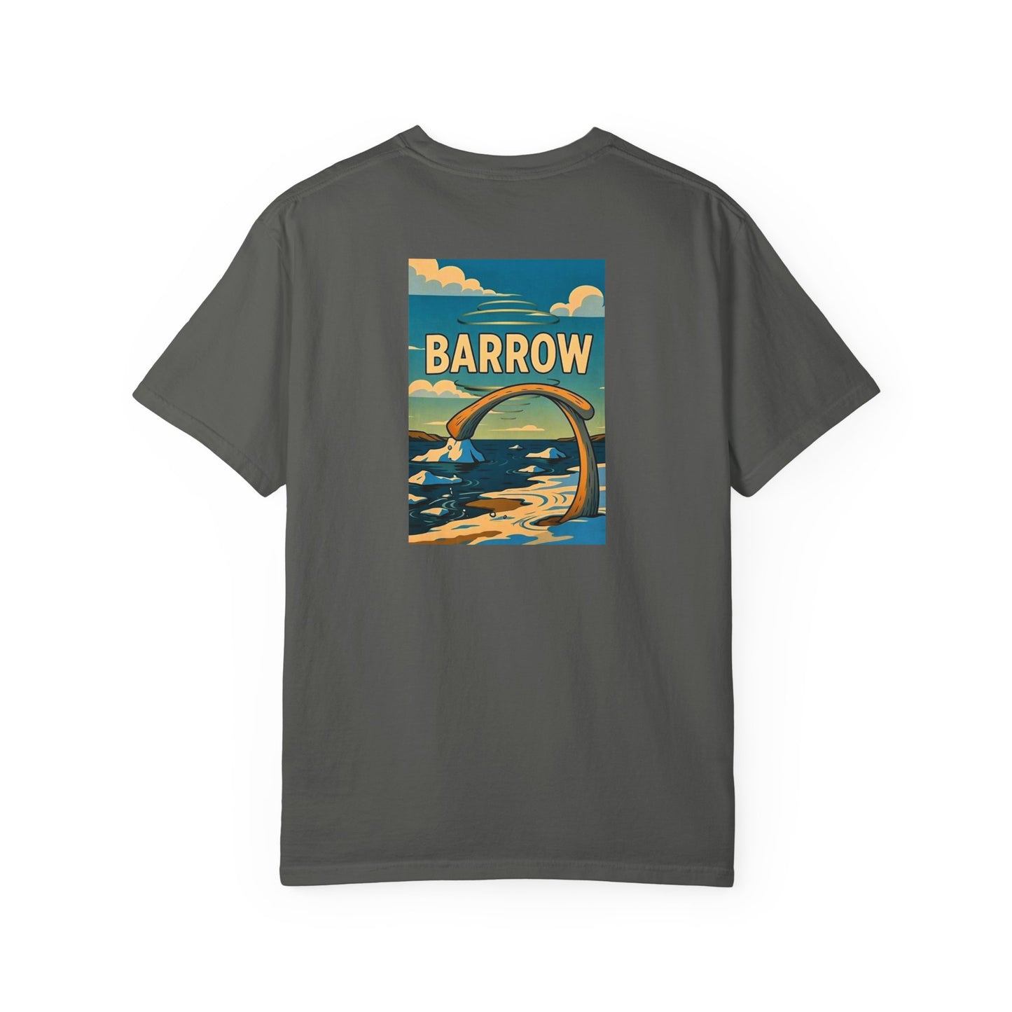 Barrow Alaska Vintage Retro Back Printed Art Series Cotton Tee - Black Logo