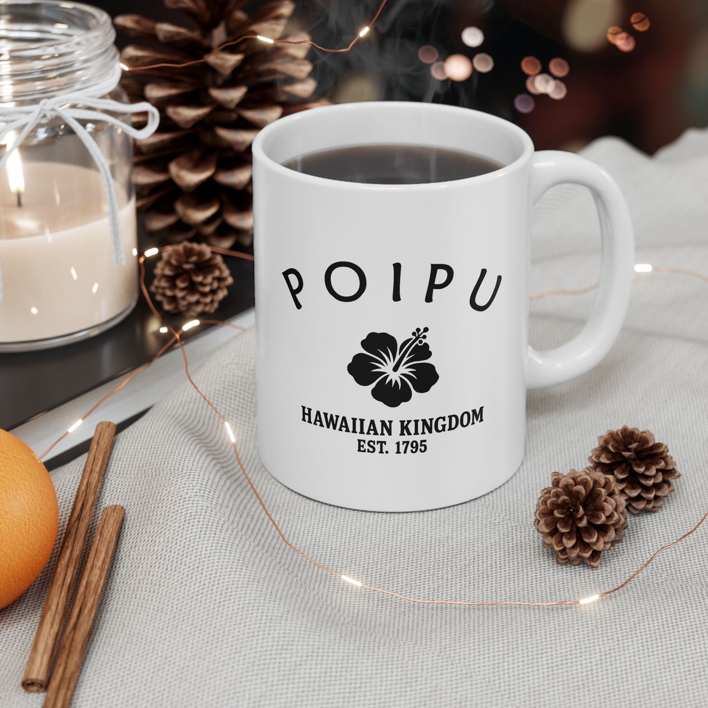 Poipu Hawaii Vintage Retro Ceramic Mug - Black Logo
