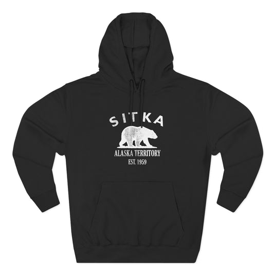 Sitka Alaska Vintage Retro Unisex Heavy Cotton Hoodie - White Logo