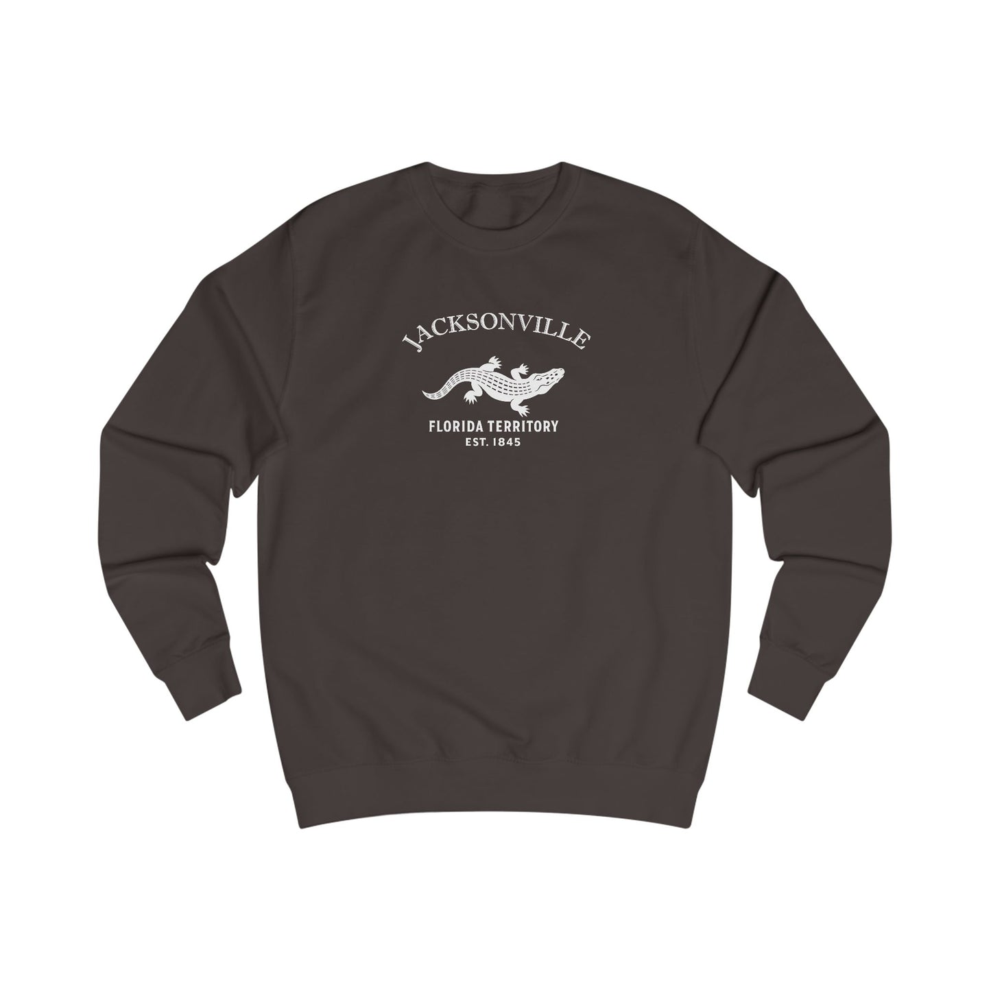 Jacksonville Florida Vintage Retro Premium Crewneck Sweatshirt - White Logo - Bottle Green