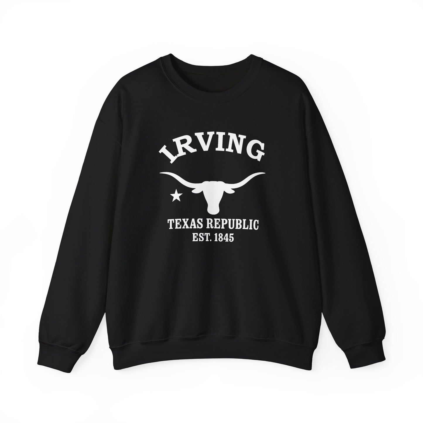 Irving Texas Vintage Retro Unisex Heavy Crewneck Sweatshirt - White Logo