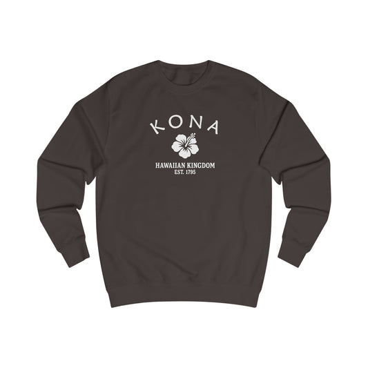 Kona Hawaii Vintage Retro Premium Crewneck Sweatshirt - White Logo - Bottle Green