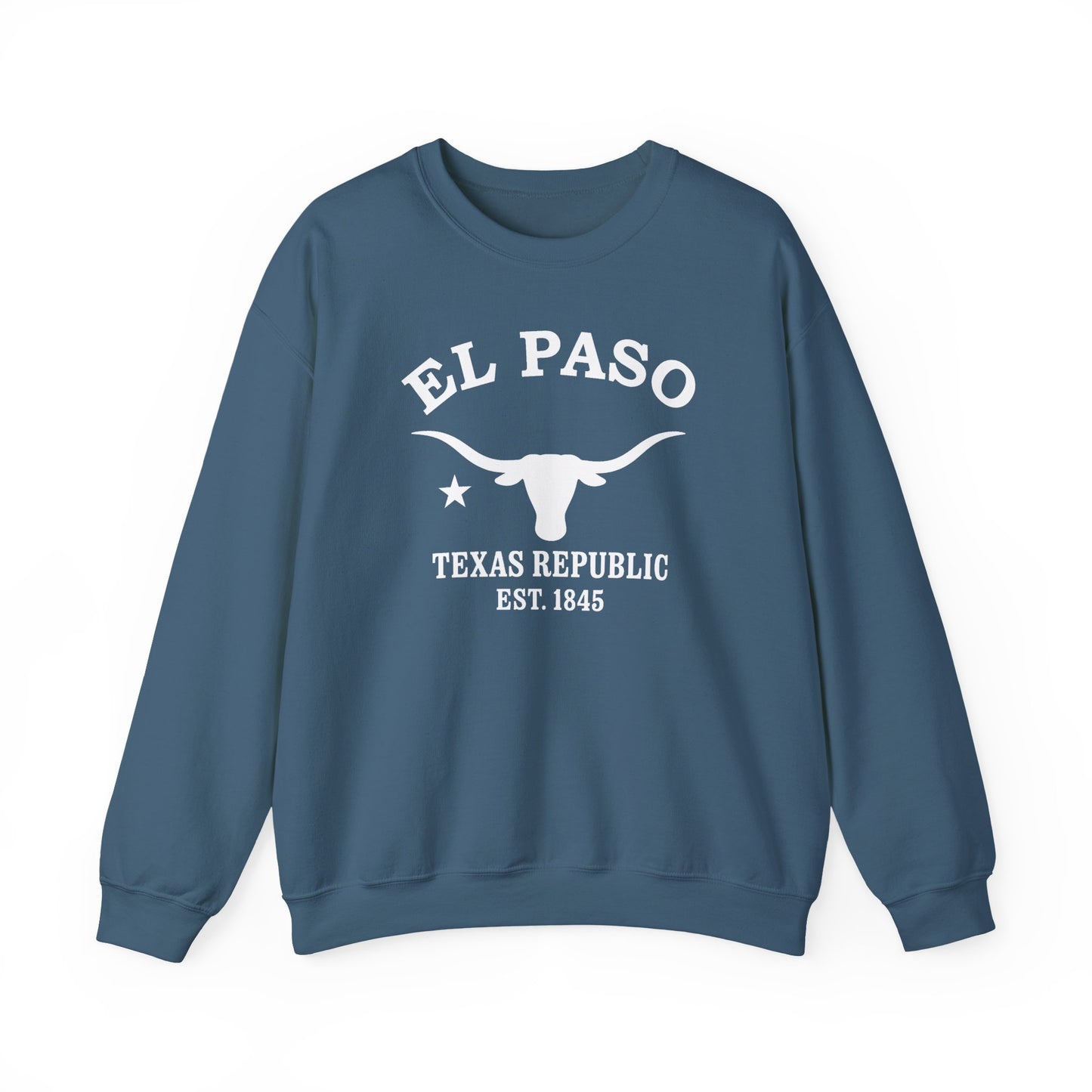 El Paso Texas Vintage Retro Unisex Heavy Crewneck Sweatshirt - White Logo