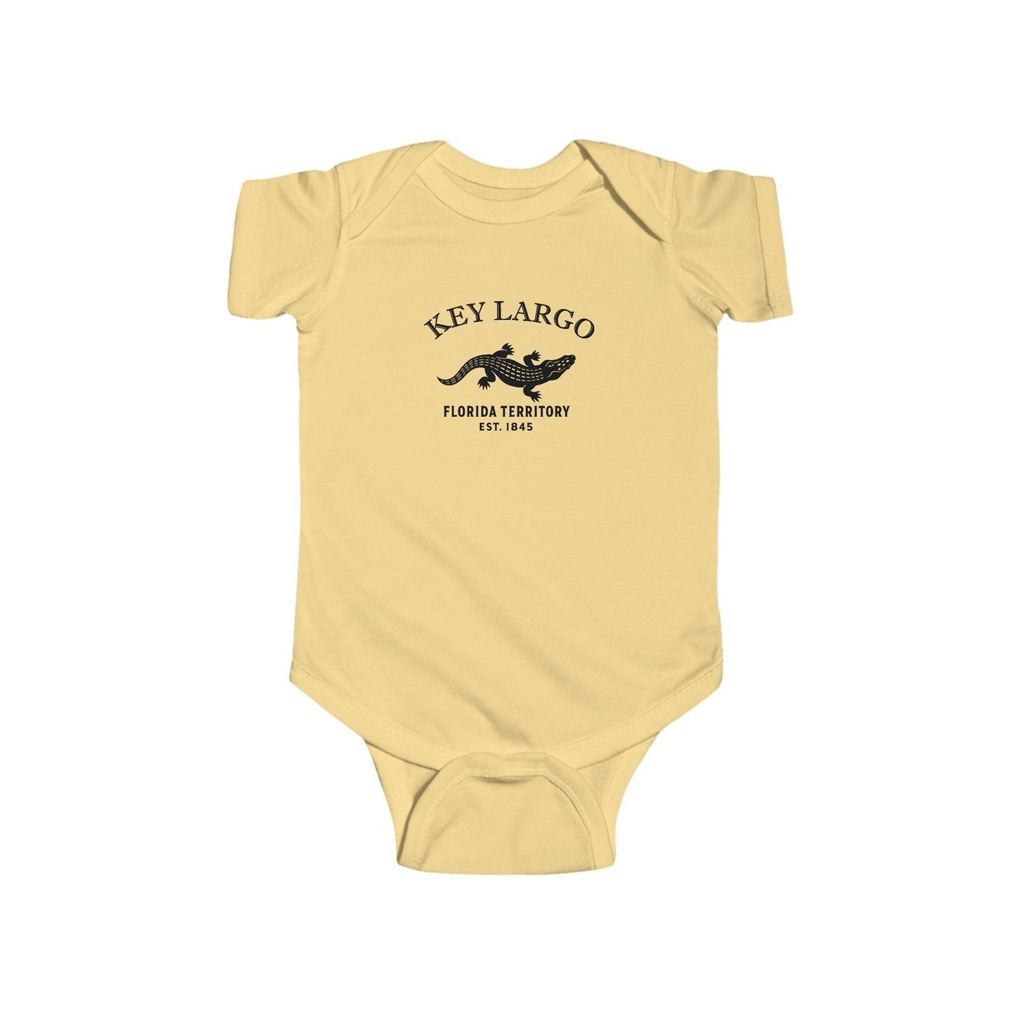 Key Largo Florida Vintage Retro Cotton Jersey Baby Bodysuit - Black Logo