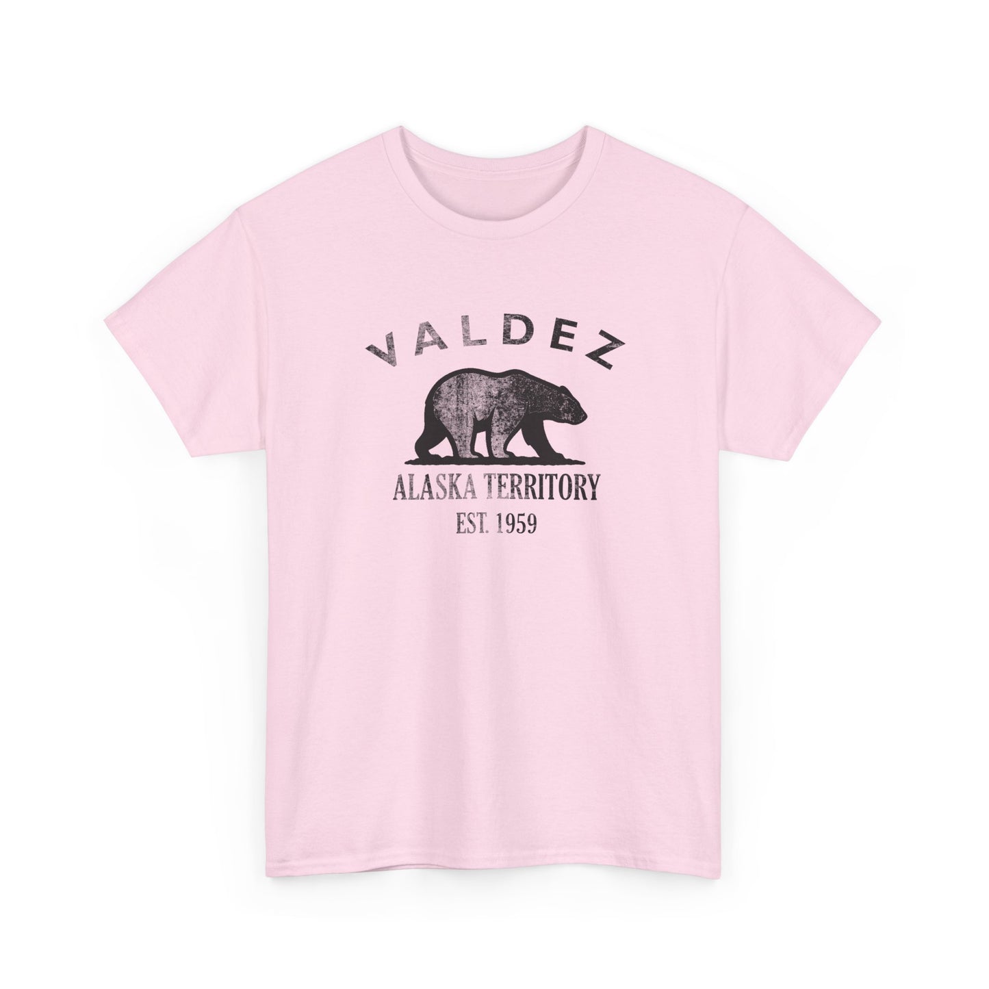 Valdez Alaska Vintage Retro Unisex Heavy Cotton Tee - Black Logo