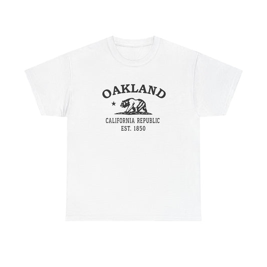 Oakland California Vintage Retro Unisex Heavy Cotton Tee - Black Logo