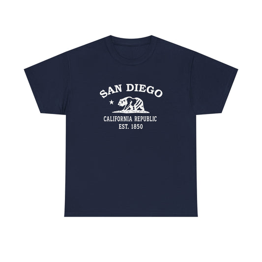 San Diego California Vintage Retro Unisex Heavy Cotton Tee - White Logo