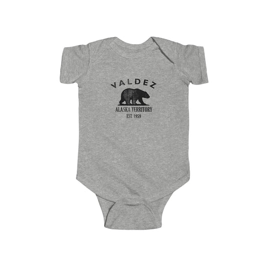 Valdez Alaska Vintage Retro Cotton Jersey Baby Bodysuit - Black Logo
