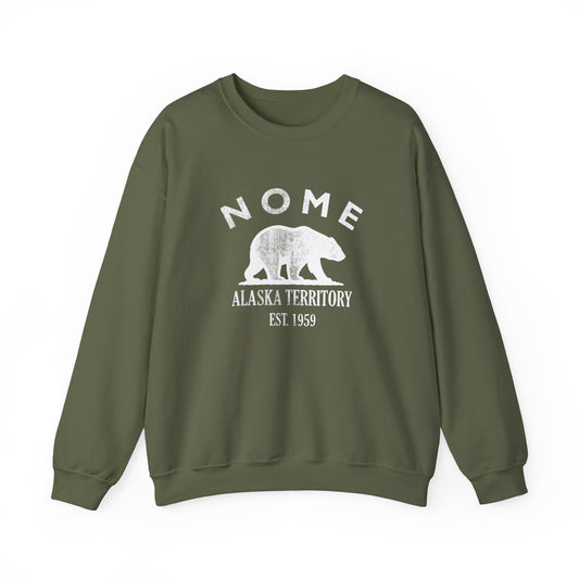 Nome Alaska Vintage Retro Unisex Heavy Crewneck Sweatshirt - White Logo