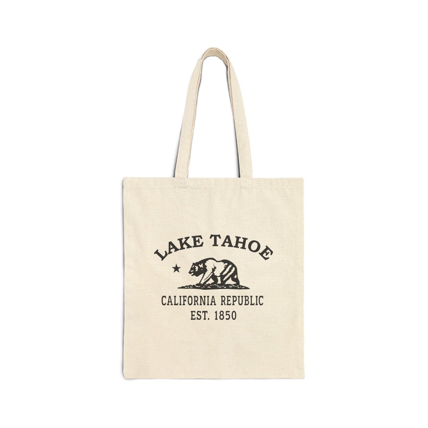 Lake Tahoe California Vintage Retro Cotton Canvas Tote Bag - Black Logo