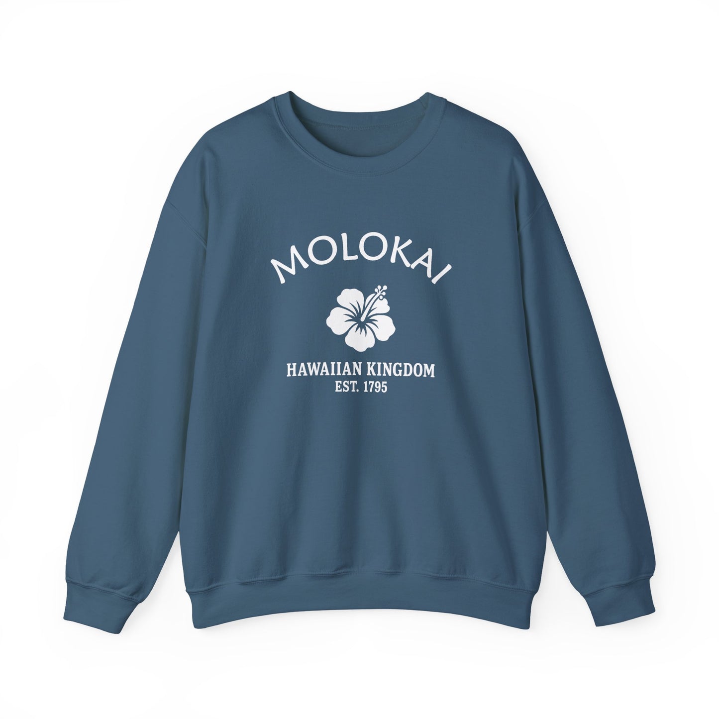 Molokai Hawaii Vintage Retro Unisex Heavy Crewneck Sweatshirt - White Logo