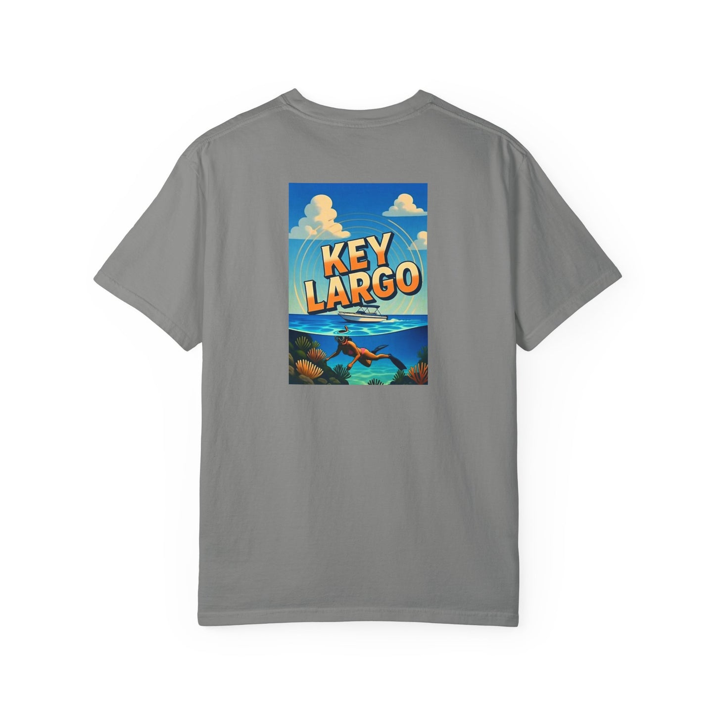 Key Largo Florida Vintage Retro Back Printed Art Series Cotton Tee - Black Logo