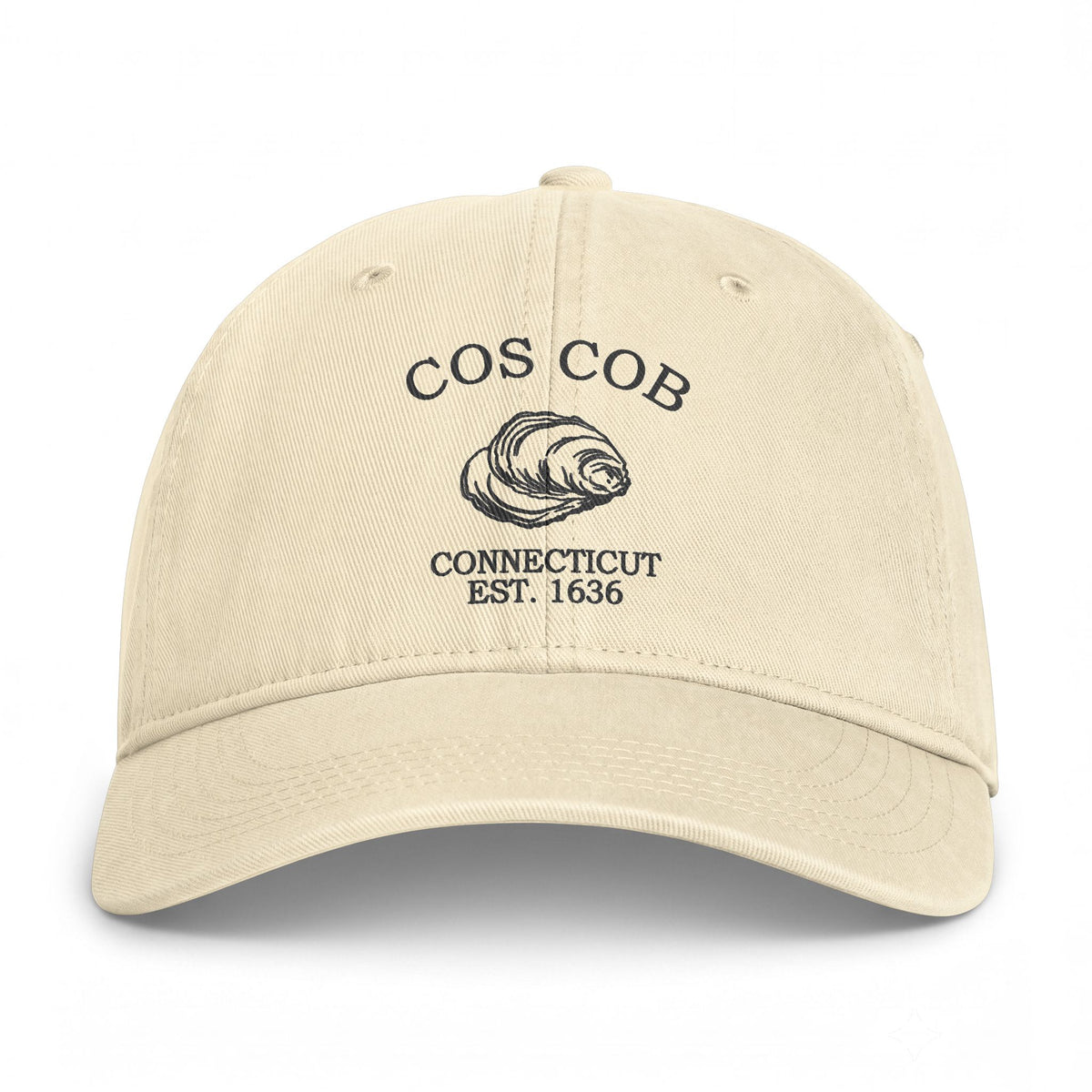 Cos Cob Connecticut Distressed Cotton Cap - Charcoal Print Logo
