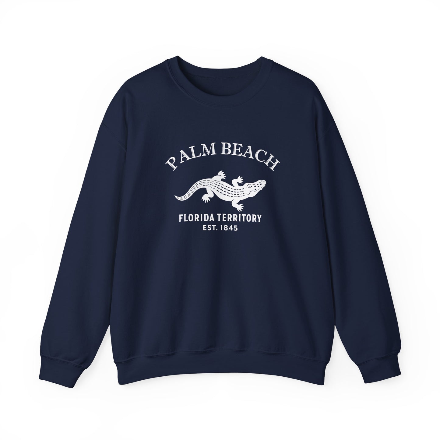 Palm Beach Florida Vintage Retro Unisex Heavy Crewneck Sweatshirt - White Logo