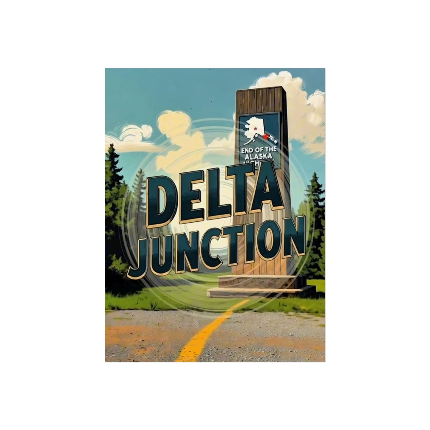 Delta Junction Alaska Vintage Retro Giclée Print Art Series Poster