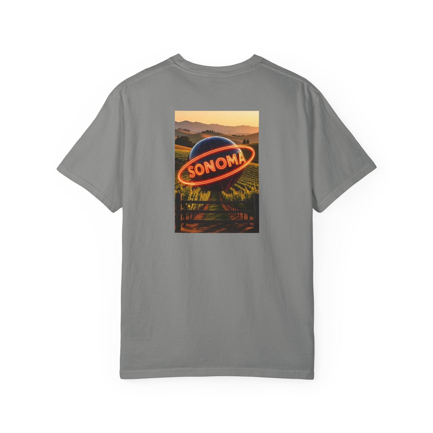 Sonoma California Vintage Retro Back Printed Art Series Cotton Tee - Black Logo