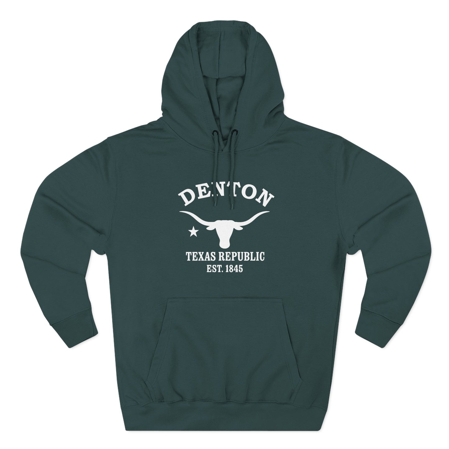 Denton Texas Vintage Retro Unisex Heavy Cotton Hoodie - White Logo