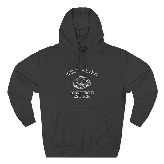 West Haven Connecticut Vintage Retro Unisex Heavy Cotton Hoodie - White Logo