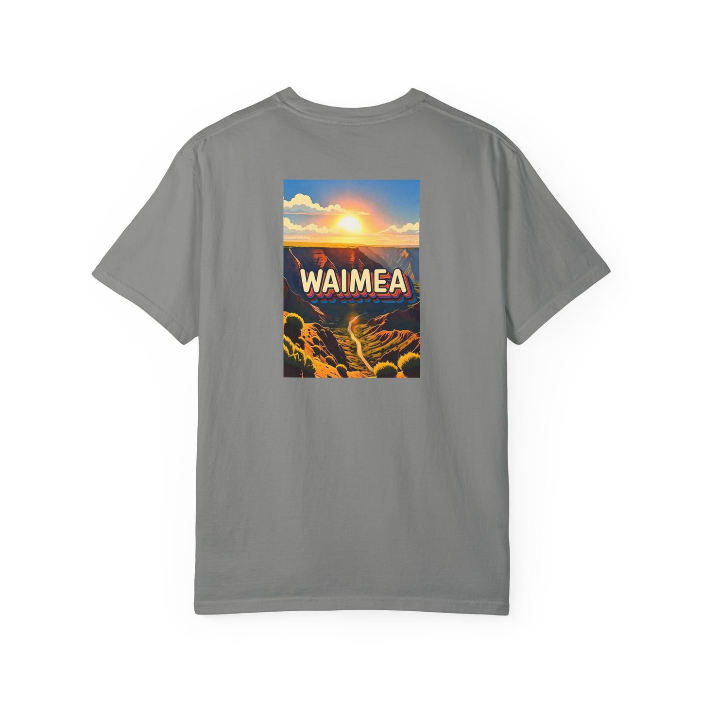 Waimea Hawaii Vintage Retro Back Printed Art Series Cotton Tee - Black Logo
