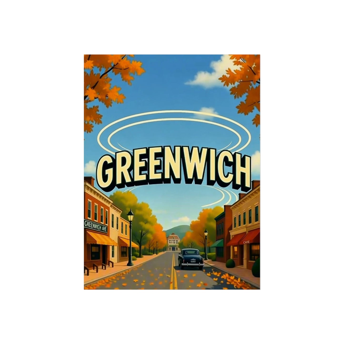 Greenwich Connecticut Vintage Retro Giclée Print Art Series Poster